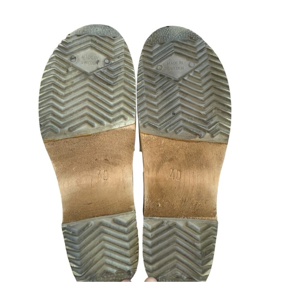 Mia Sofia Wooden Sweedish Leather Beige Clogs Sz 40 - Picture 8 of 8